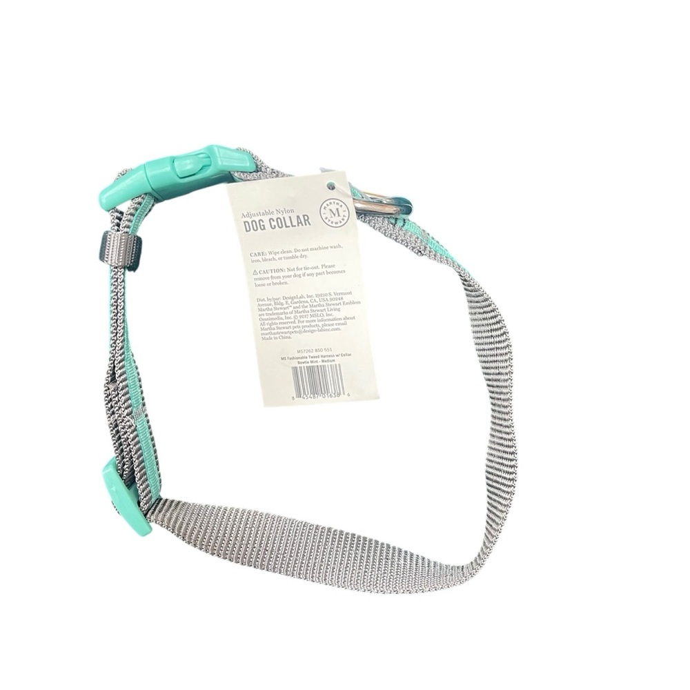 MS Jacquard Nylon Dog Collar Gray Blue Orange - Picture 5 of 10